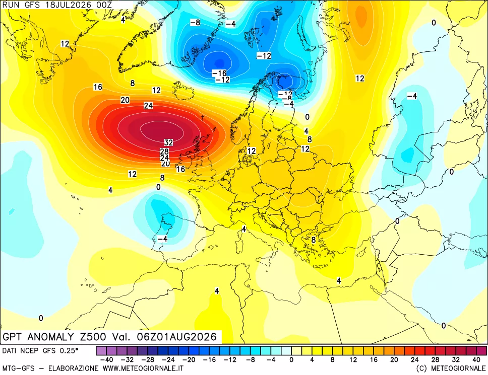 mappa 500 hPa GPT Anomaly vs Cli.No 1981-2010