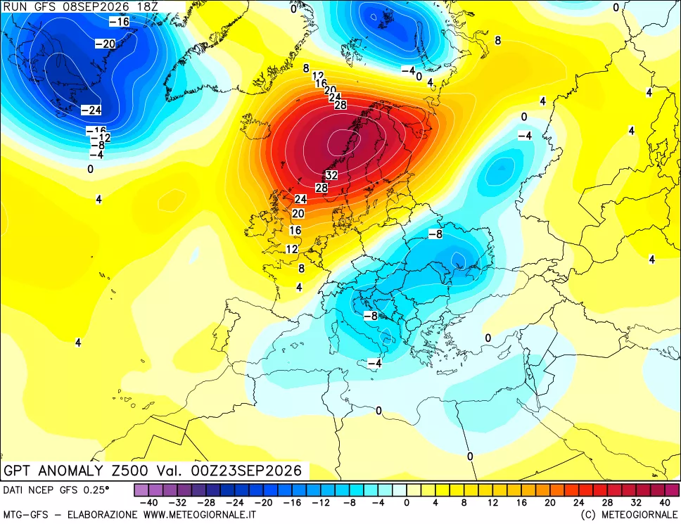 mappa 500 hPa GPT Anomaly vs Cli.No 1981-2010