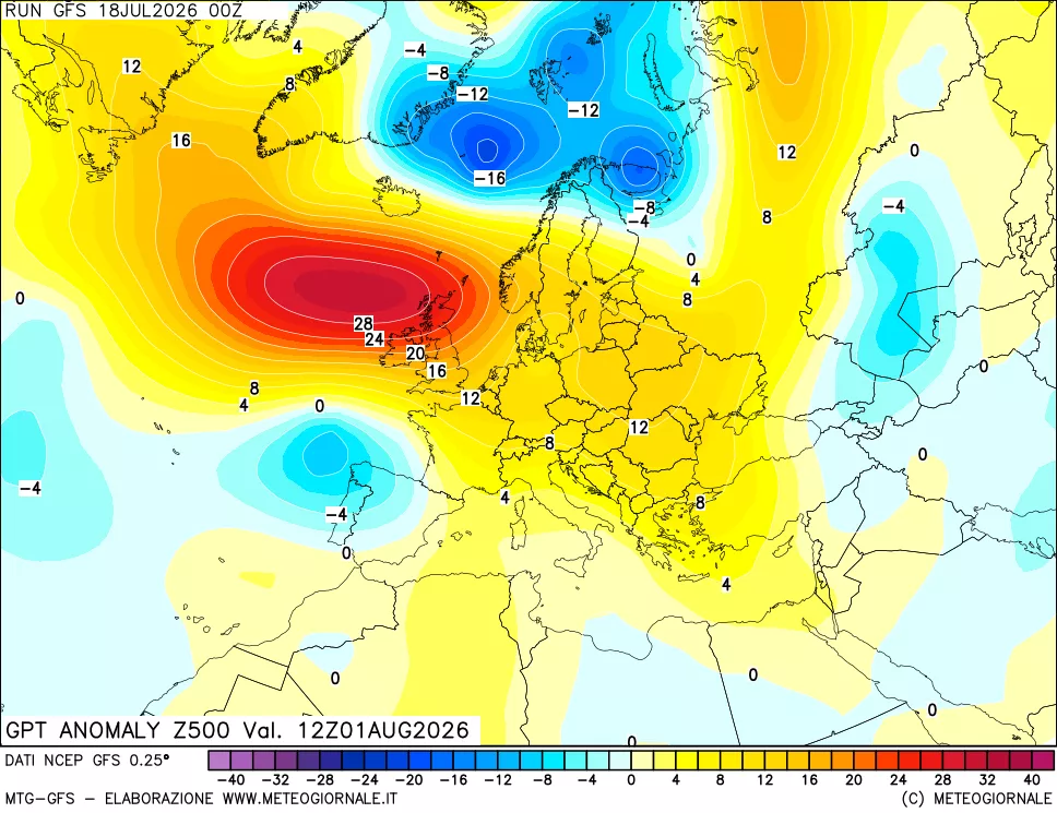 mappa 500 hPa GPT Anomaly vs Cli.No 1981-2010