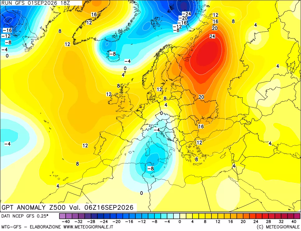 mappa 500 hPa GPT Anomaly vs Cli.No 1981-2010