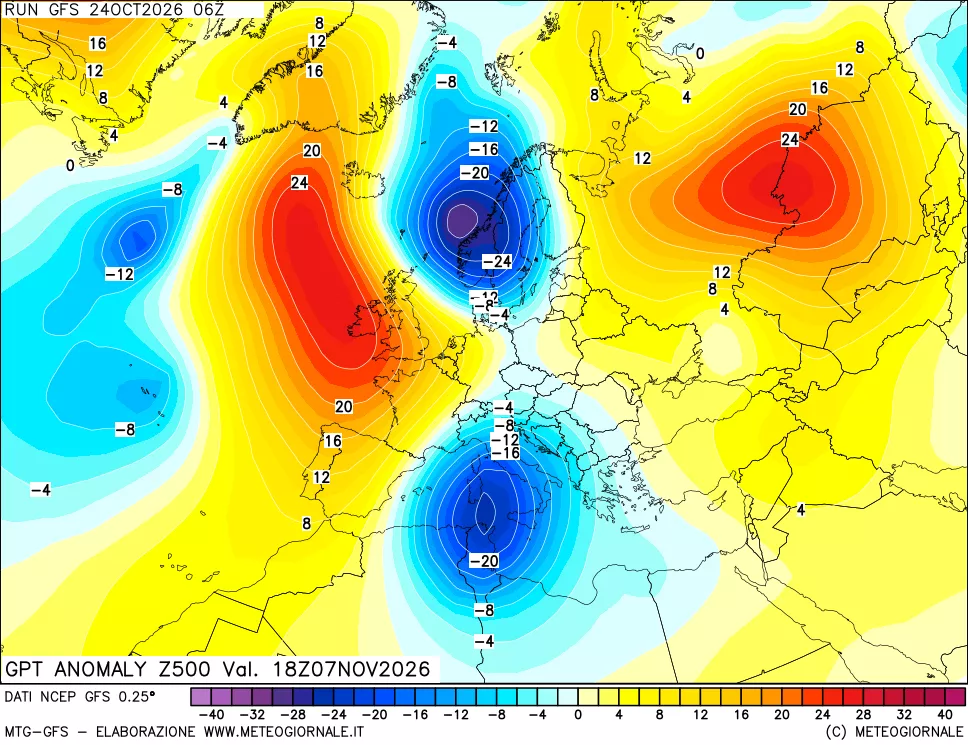 mappa 500 hPa GPT Anomaly vs Cli.No 1981-2010
