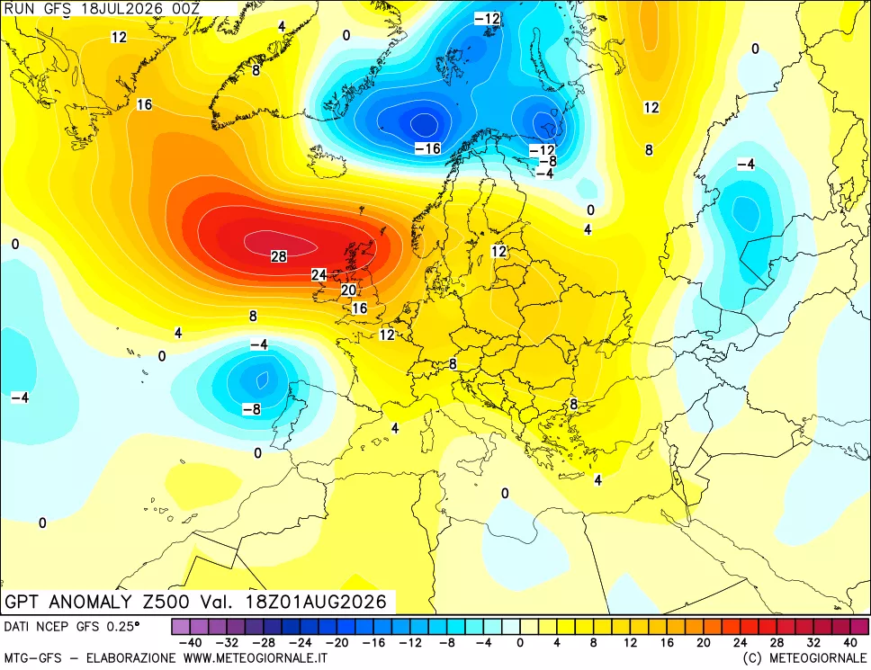 mappa 500 hPa GPT Anomaly vs Cli.No 1981-2010