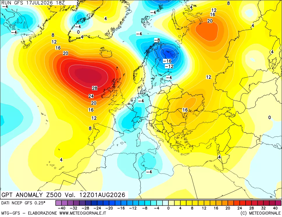mappa 500 hPa GPT Anomaly vs Cli.No 1981-2010