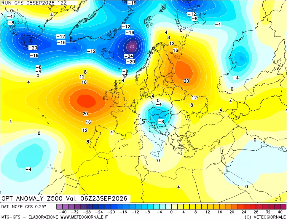 mappa 500 hPa GPT Anomaly vs Cli.No 1981-2010