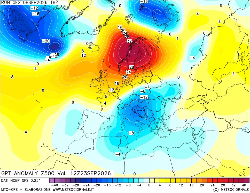 mappa 500 hPa GPT Anomaly vs Cli.No 1981-2010