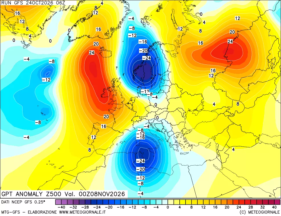mappa 500 hPa GPT Anomaly vs Cli.No 1981-2010