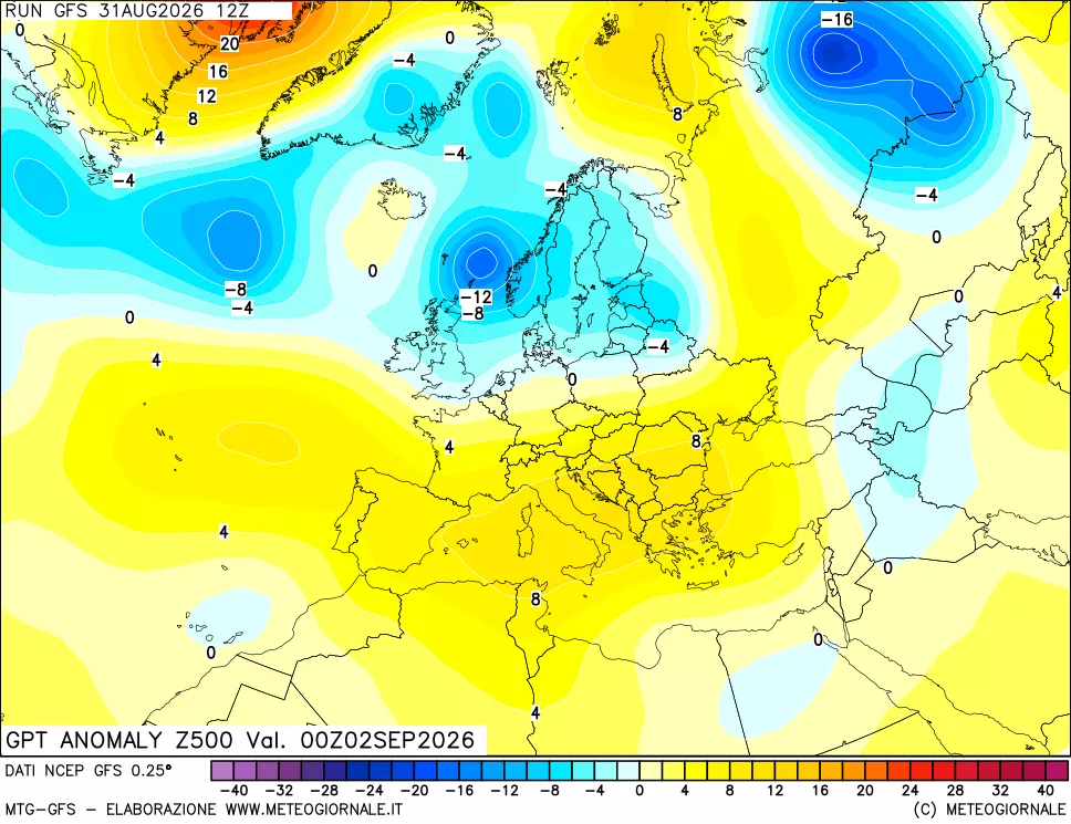mappa 500 hPa GPT Anomaly vs Cli.No 1981-2010