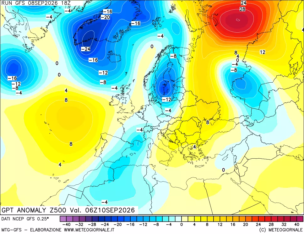 mappa 500 hPa GPT Anomaly vs Cli.No 1981-2010