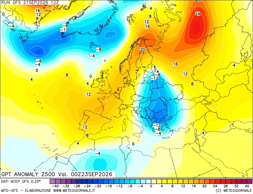 mappa 500 hPa GPT Anomaly vs Cli.No 1981-2010