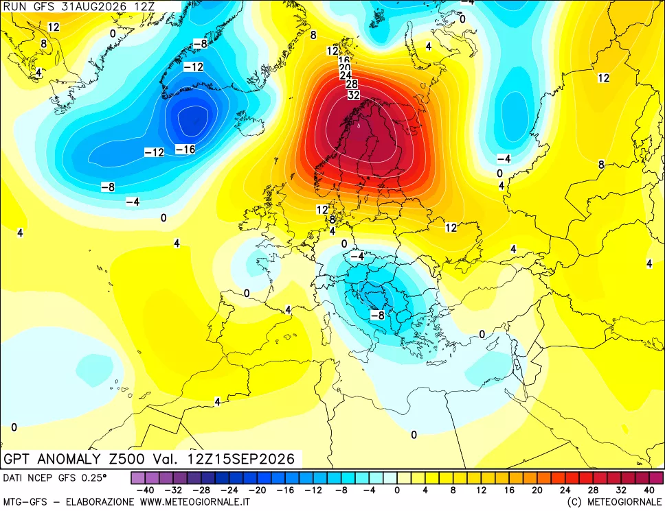 mappa 500 hPa GPT Anomaly vs Cli.No 1981-2010