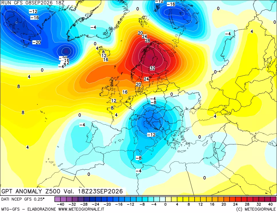 mappa 500 hPa GPT Anomaly vs Cli.No 1981-2010
