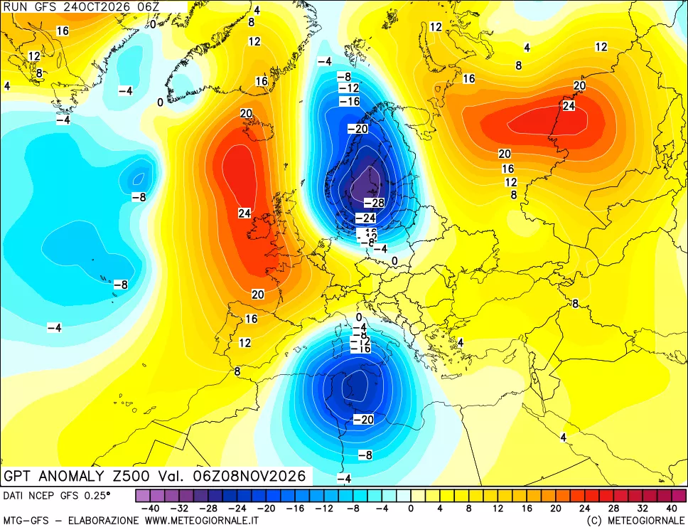 mappa 500 hPa GPT Anomaly vs Cli.No 1981-2010