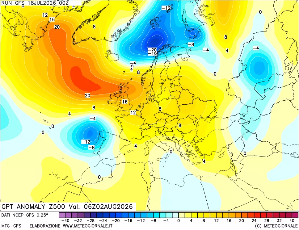 mappa 500 hPa GPT Anomaly vs Cli.No 1981-2010
