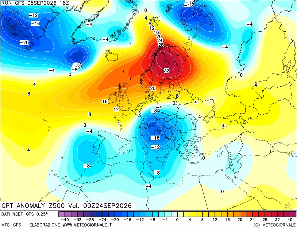 mappa 500 hPa GPT Anomaly vs Cli.No 1981-2010