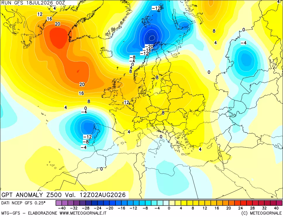 mappa 500 hPa GPT Anomaly vs Cli.No 1981-2010