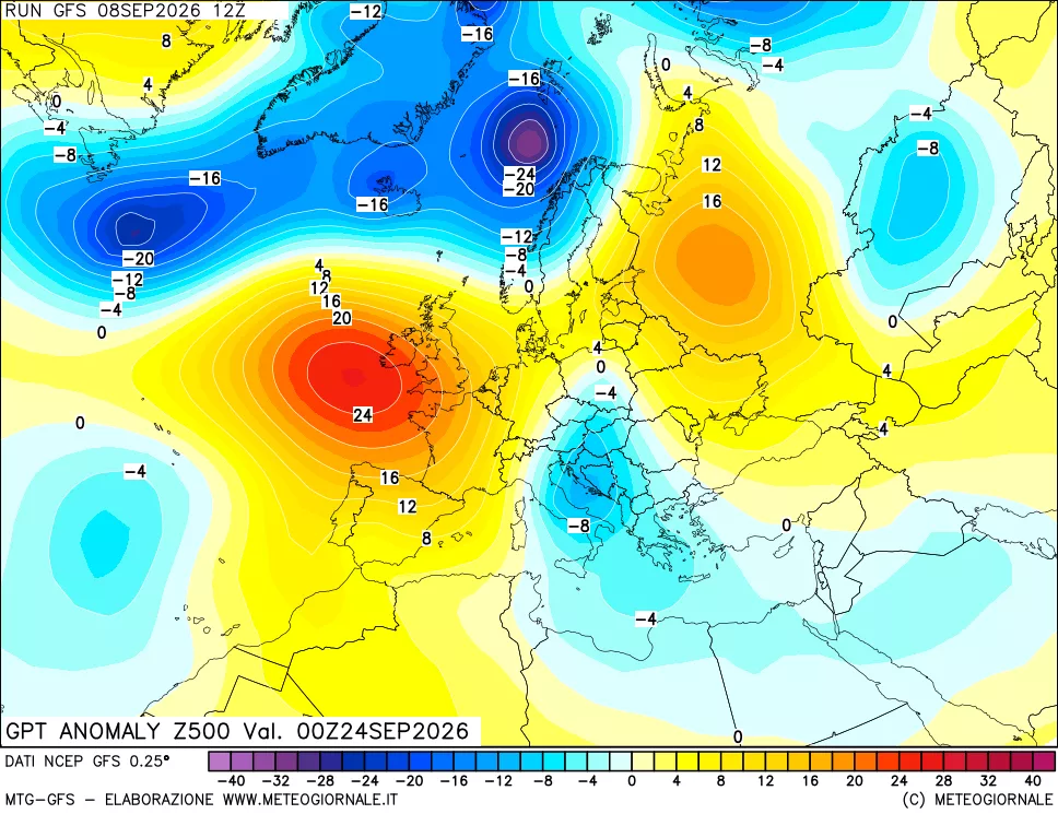 mappa 500 hPa GPT Anomaly vs Cli.No 1981-2010