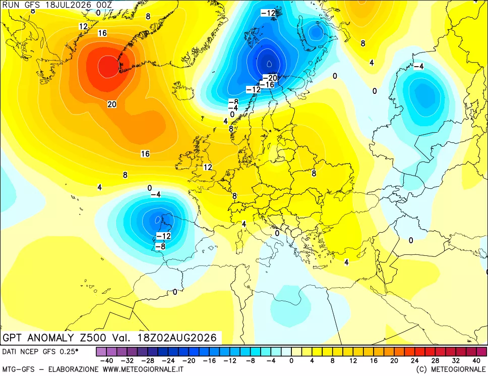 mappa 500 hPa GPT Anomaly vs Cli.No 1981-2010