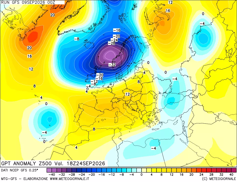 mappa 500 hPa GPT Anomaly vs Cli.No 1981-2010