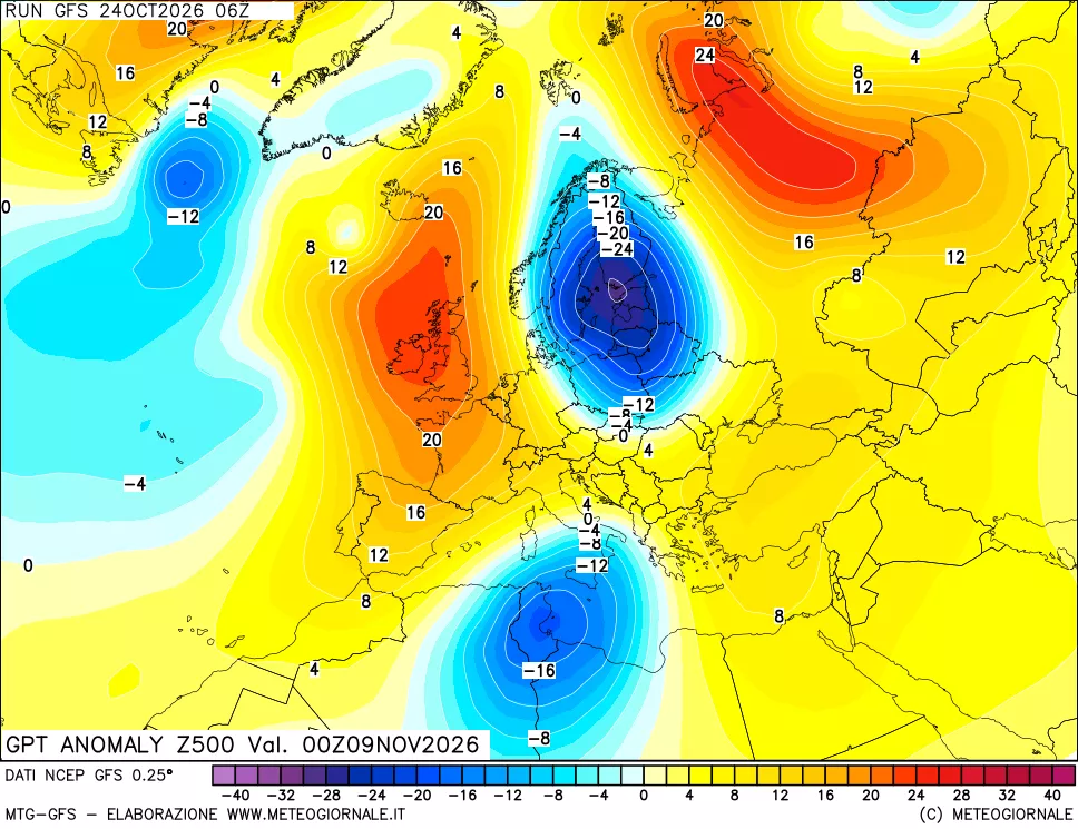mappa 500 hPa GPT Anomaly vs Cli.No 1981-2010