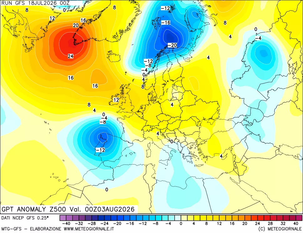 mappa 500 hPa GPT Anomaly vs Cli.No 1981-2010