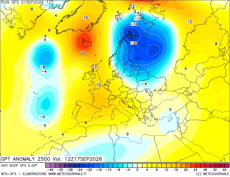mappa 500 hPa GPT Anomaly vs Cli.No 1981-2010