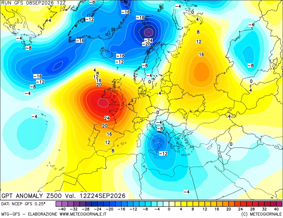 mappa 500 hPa GPT Anomaly vs Cli.No 1981-2010