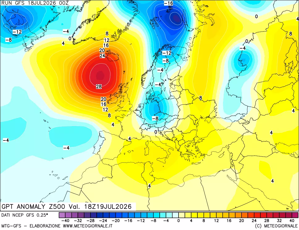 mappa 500 hPa GPT Anomaly vs Cli.No 1981-2010