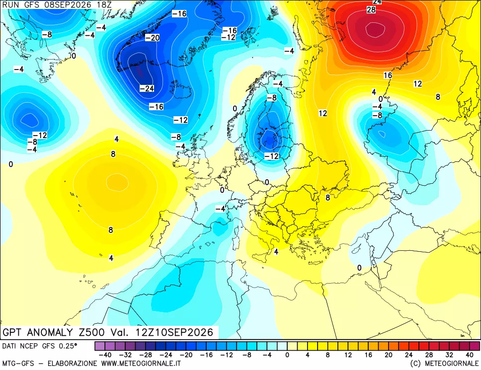 mappa 500 hPa GPT Anomaly vs Cli.No 1981-2010