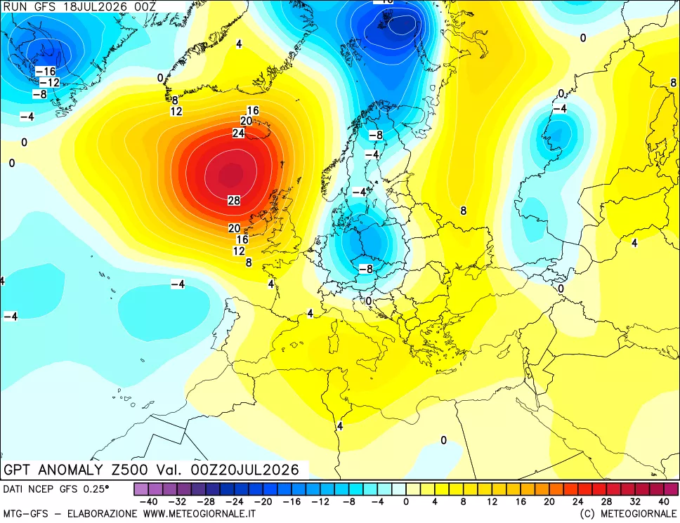 mappa 500 hPa GPT Anomaly vs Cli.No 1981-2010