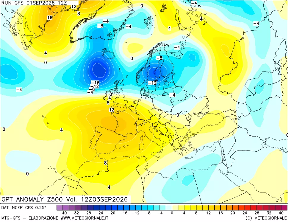 mappa 500 hPa GPT Anomaly vs Cli.No 1981-2010