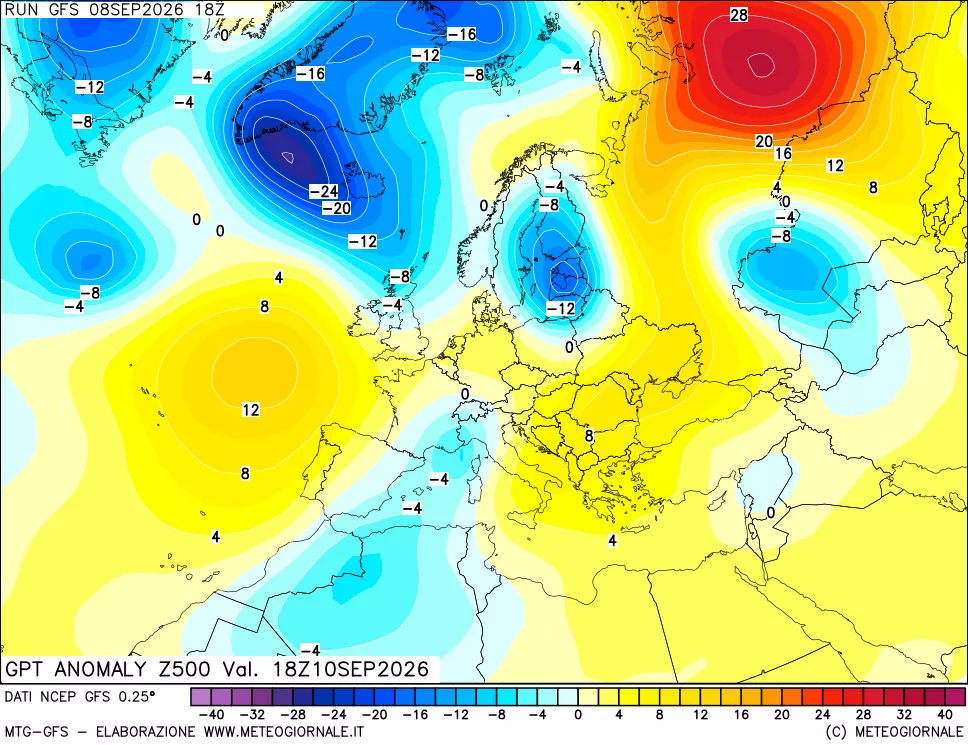mappa 500 hPa GPT Anomaly vs Cli.No 1981-2010