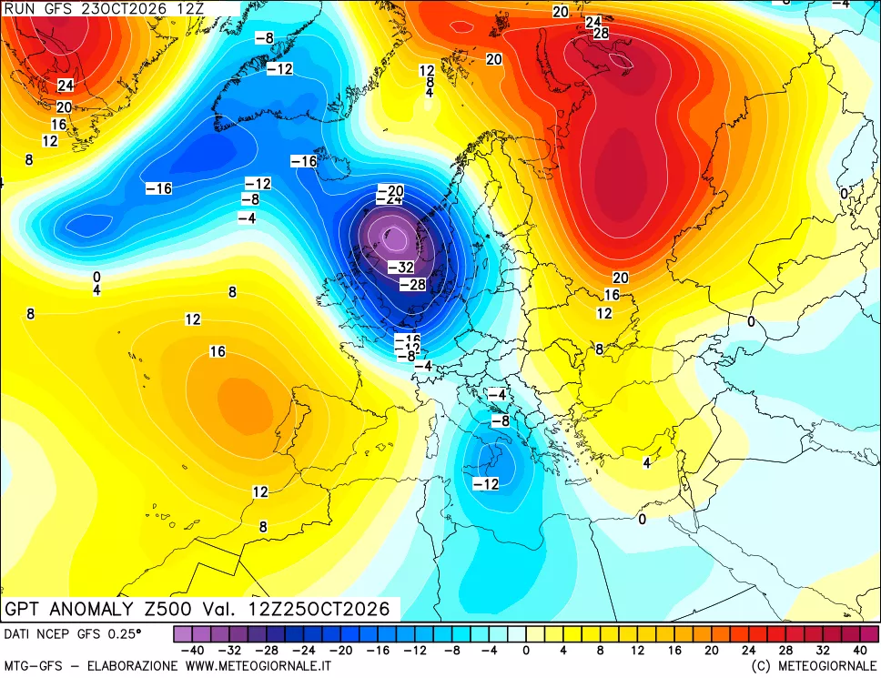 mappa 500 hPa GPT Anomaly vs Cli.No 1981-2010
