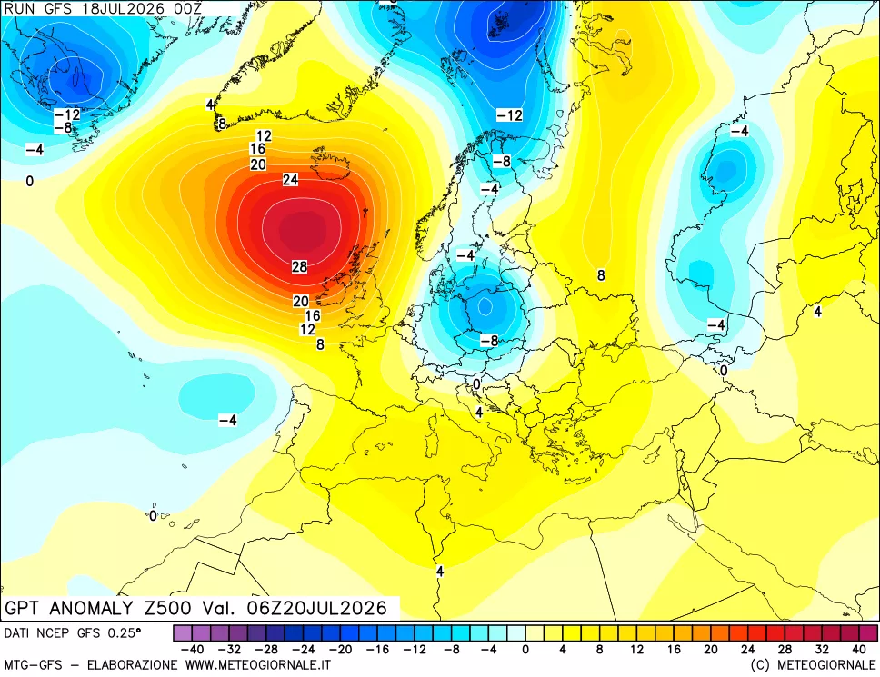 mappa 500 hPa GPT Anomaly vs Cli.No 1981-2010