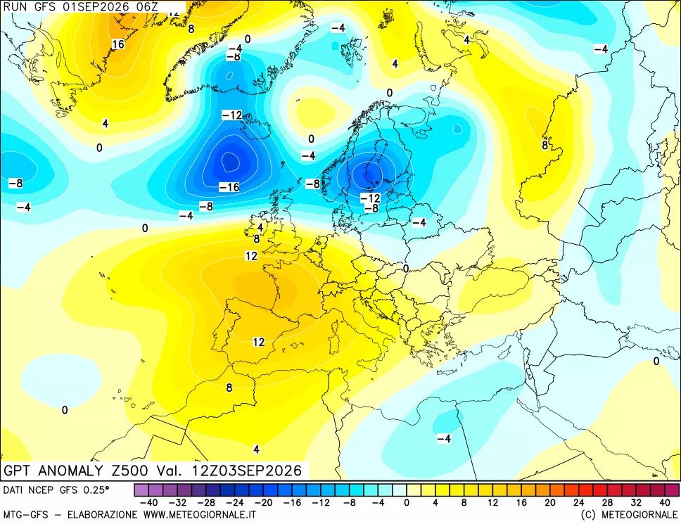 mappa 500 hPa GPT Anomaly vs Cli.No 1981-2010