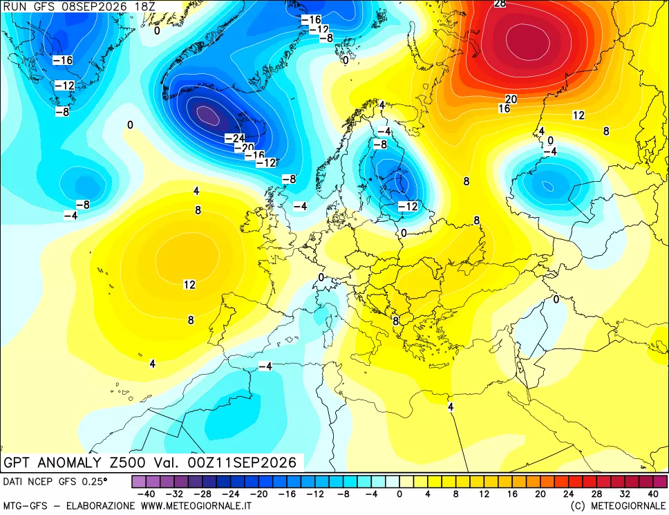 mappa 500 hPa GPT Anomaly vs Cli.No 1981-2010