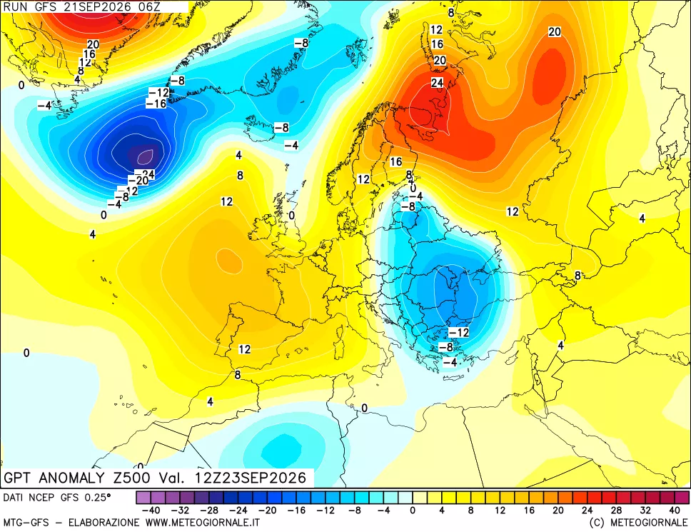 mappa 500 hPa GPT Anomaly vs Cli.No 1981-2010