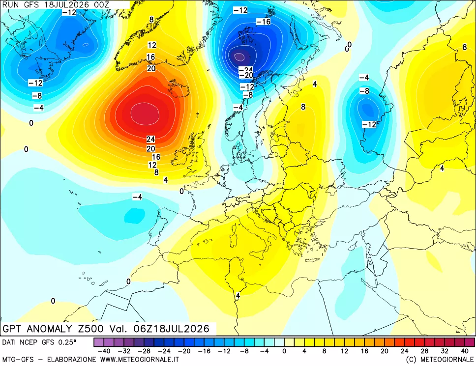 mappa 500 hPa GPT Anomaly vs Cli.No 1981-2010