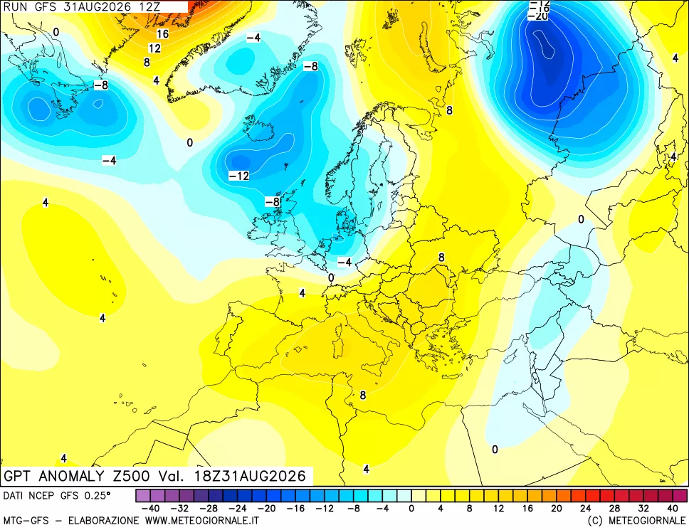 mappa 500 hPa GPT Anomaly vs Cli.No 1981-2010