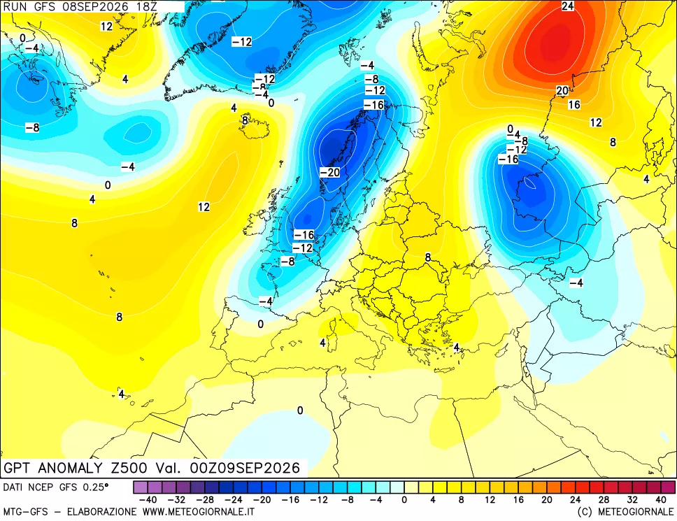 mappa 500 hPa GPT Anomaly vs Cli.No 1981-2010