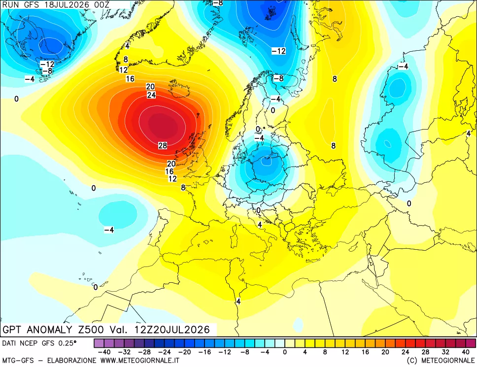 mappa 500 hPa GPT Anomaly vs Cli.No 1981-2010