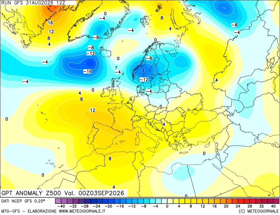 mappa 500 hPa GPT Anomaly vs Cli.No 1981-2010