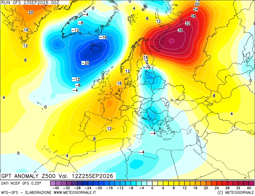 mappa 500 hPa GPT Anomaly vs Cli.No 1981-2010