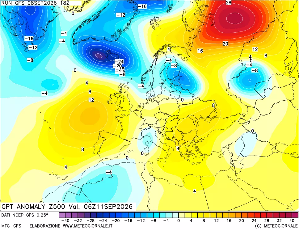 mappa 500 hPa GPT Anomaly vs Cli.No 1981-2010