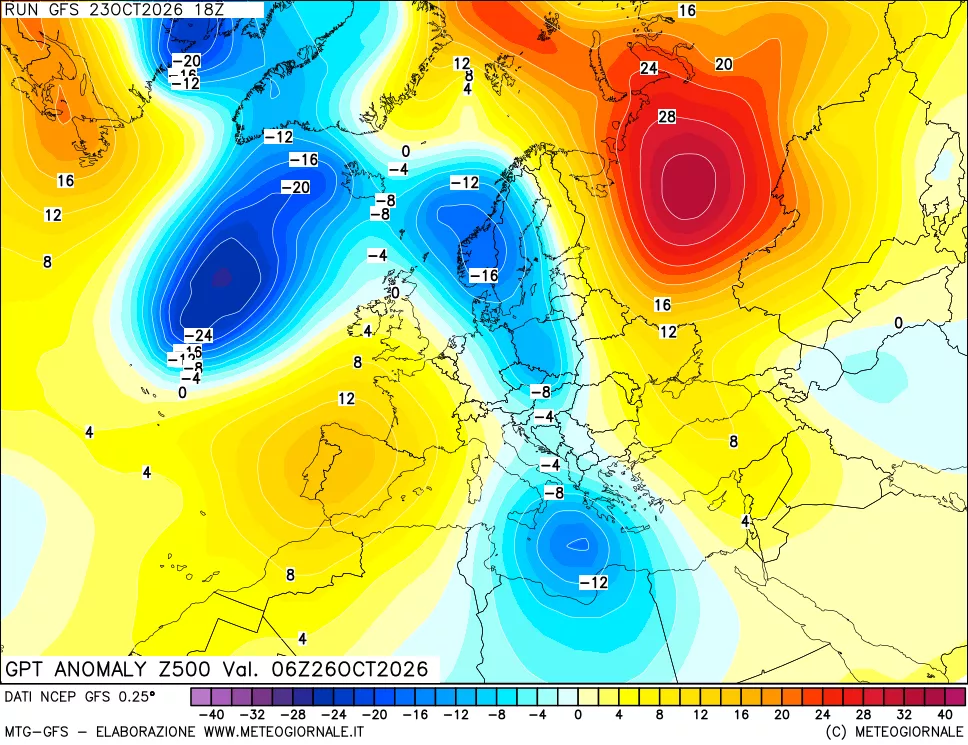 mappa 500 hPa GPT Anomaly vs Cli.No 1981-2010