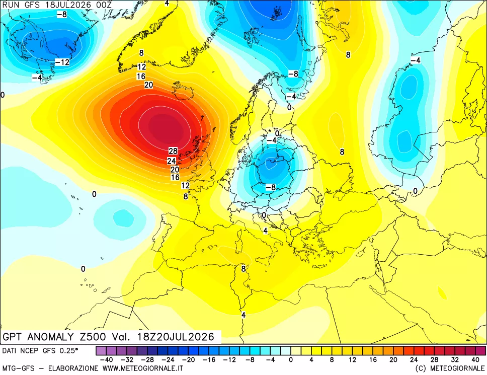 mappa 500 hPa GPT Anomaly vs Cli.No 1981-2010
