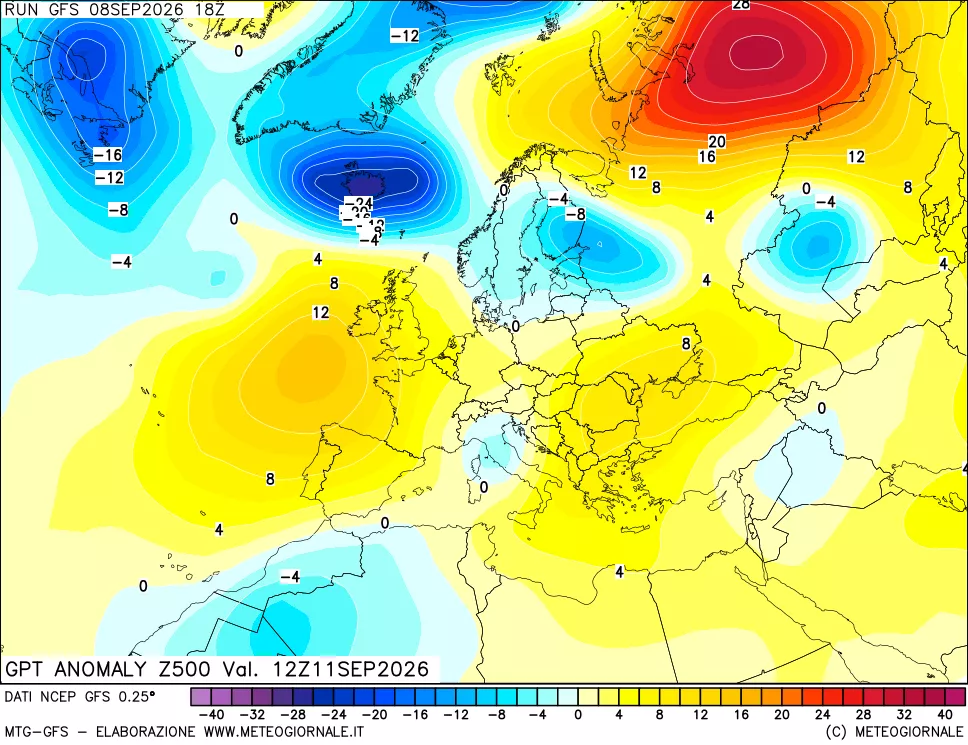 mappa 500 hPa GPT Anomaly vs Cli.No 1981-2010