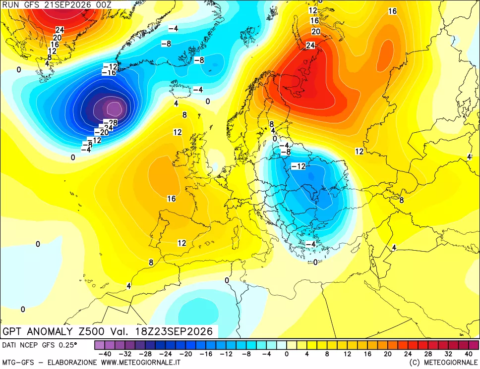 mappa 500 hPa GPT Anomaly vs Cli.No 1981-2010