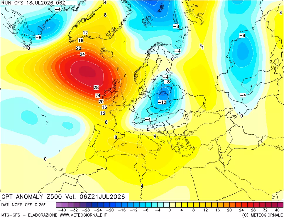 mappa 500 hPa GPT Anomaly vs Cli.No 1981-2010