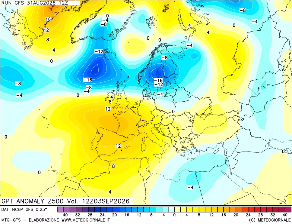 mappa 500 hPa GPT Anomaly vs Cli.No 1981-2010