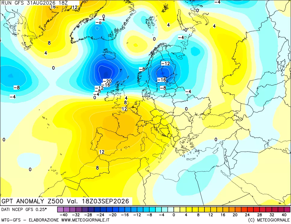 mappa 500 hPa GPT Anomaly vs Cli.No 1981-2010